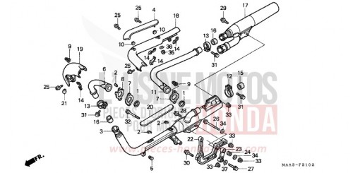 SILENCIEUX D'ECHAPPEMENT (VT1100C2) VT1100C2S de 1995